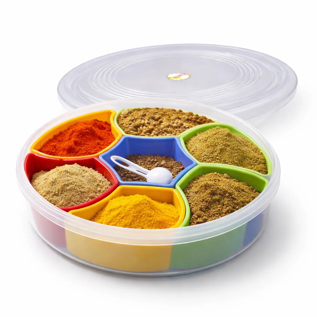 Plastic Masala Box Set 7 Section Spice Organizer | HAULKART