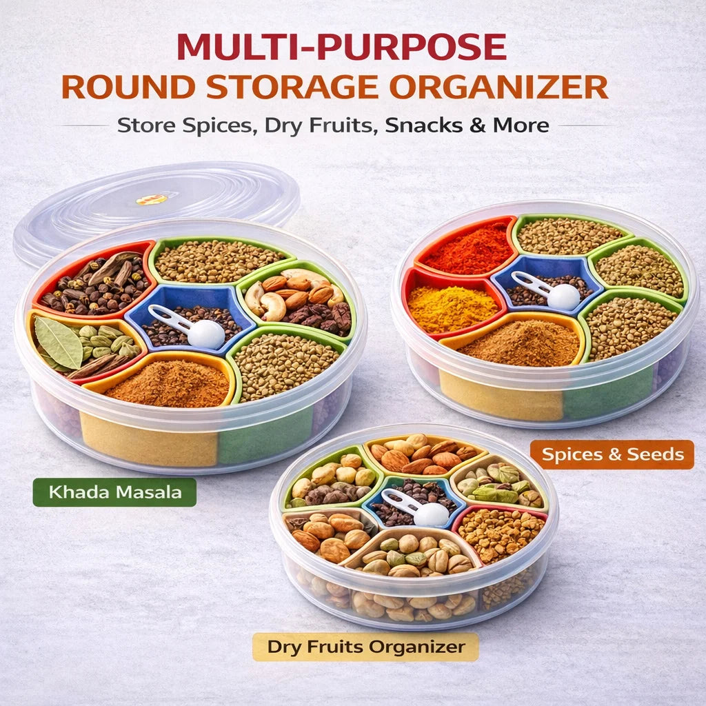 Plastic Masala Box Set 7 Section Spice Organizer | HAULKART